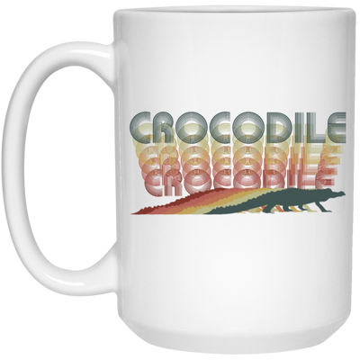 Colorful Crocodile, Repitles Lover Birthday Gift, Retro Crocodile White Mug