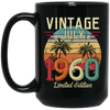 Vintage July 1960, Limited Edition 1960, Best Of 1960 Black Mug