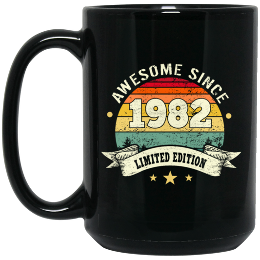 Retro 1982 Birthday Gift, Awesome Since 1982 Black Mug