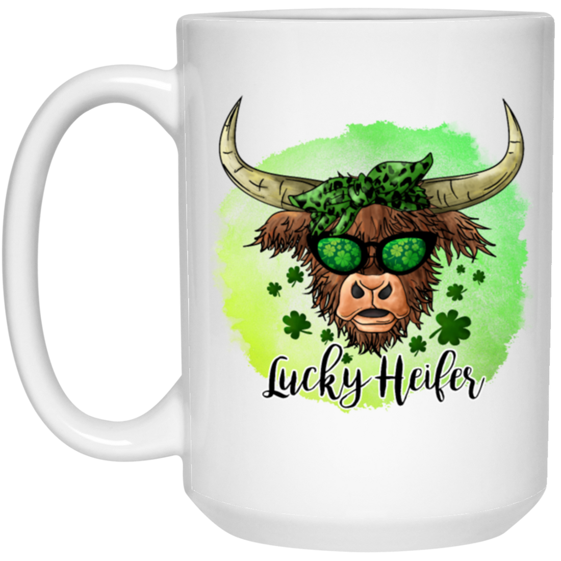 Bull Head Gift, Patricks Cow Lover, Lucky Heifer Gift, Bull And Shamrock White Mug