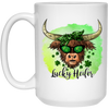 Bull Head Gift, Patricks Cow Lover, Lucky Heifer Gift, Bull And Shamrock White Mug