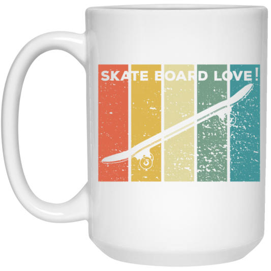 Skater Love Gift, Skateboard Lover, Retro Skate Love, Best Sport Skate White Mug