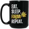 Eat Sleep Farm Repeat, Love Farm, Best Farming Lover, Farmer Gift, Rice Lover Black Mug