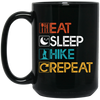 Love To Hiking, Best Hiking Lover, Retro Hiking, Hike Vintage Repeat Black Mug