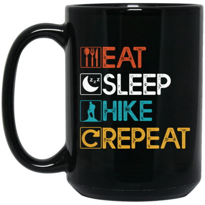 Love To Hiking, Best Hiking Lover, Retro Hiking, Hike Vintage Repeat Black Mug