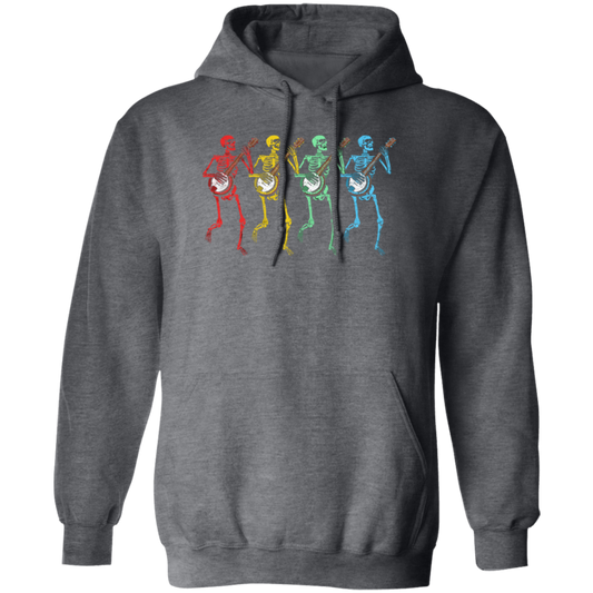 Color Splash, Retro Rainbow Color Dancing Skeletons Banjos