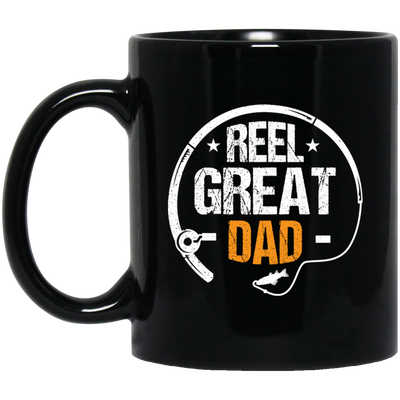 Love Dad Gift, Reel Great Dad, Retro Dad Lover, Retro Reel Dad Gift Black Mug