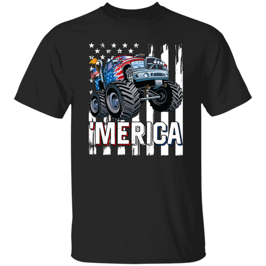 America Lover, Monster Truck USA Flag, Patriotic Boy Lover