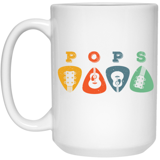 Pops Guitar, Guitar Picks, Retro Guitarist White Mug