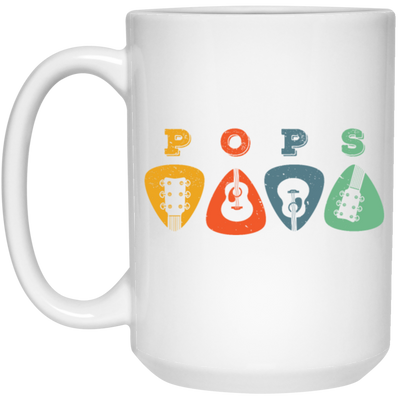 Pops Guitar, Guitar Picks, Retro Guitarist White Mug