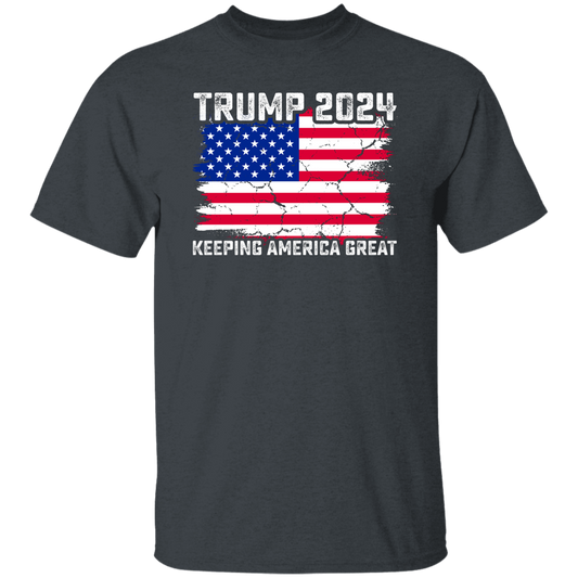 Trump 2024 Keeping America Great, Love Trump, Love America Flag Unisex T-Shirt