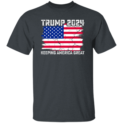 Trump 2024 Keeping America Great, Love Trump, Love America Flag Unisex T-Shirt