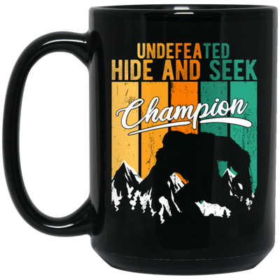 Funny Bigfoot Undefeated Hide And Seek Champion Black Mug