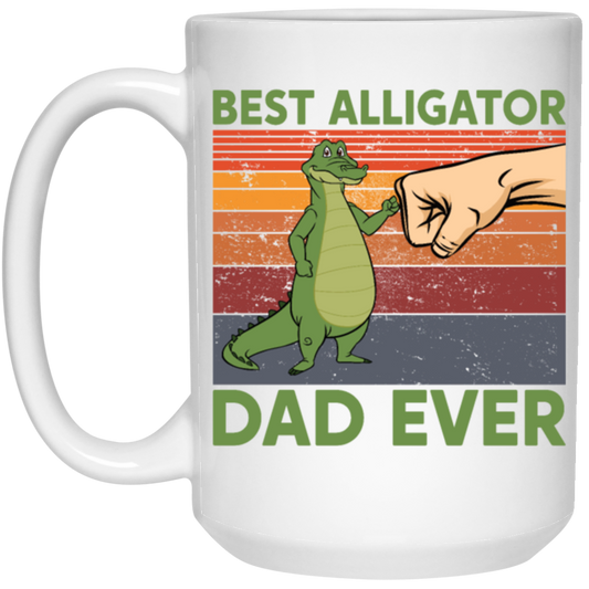 Ever Fathers Day Best Alligator Dad Fist Bump Vintage White Mug