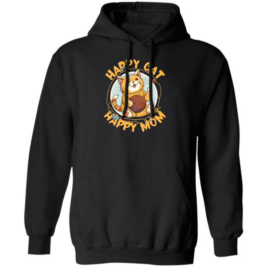 Love Cute Cat, Happy Cat, Happy Mommy, Best Cat Ever, Cat With Ball Of Knitting Wood Pullover Hoodie