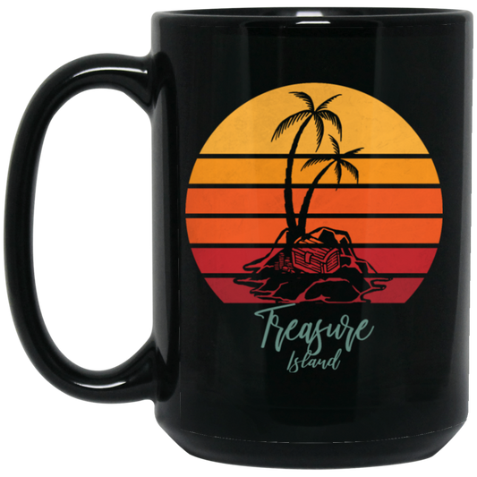 Beautiful Motive In Retro Style Treasure Island - Sunset Vintage Style Black Mug