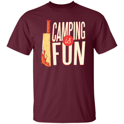 A Bloody Knife Saying Camping Is Fun Funny And Sacrastic Camper Outdoor Unisex T-Shirt