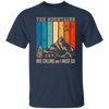 The Mountain Are Calling, And I Must Go, Retro Mountain Lover, Hiking Unisex T-Shirt