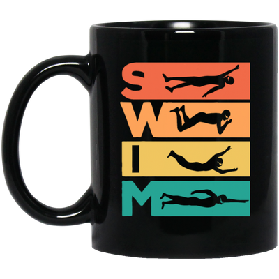 Love To Swim, Retro Swimming, Swimmer Love Gift, Best Swim Lover Black Mug