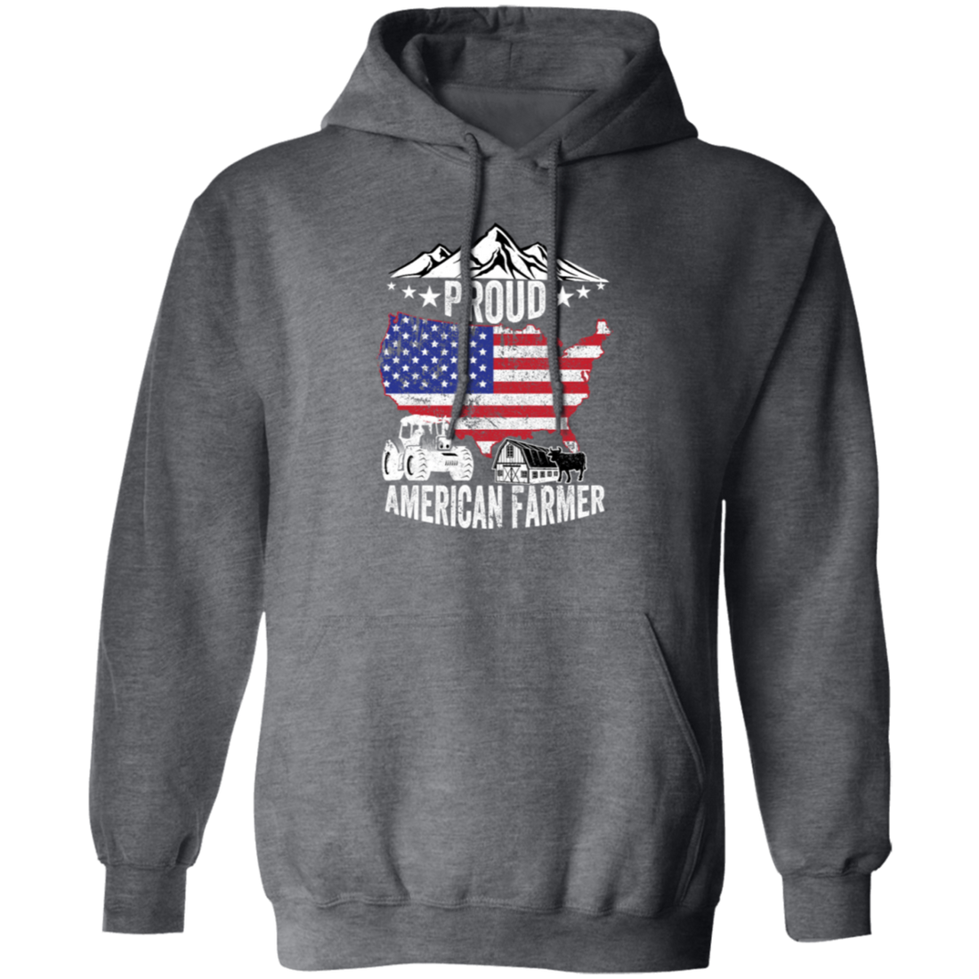 American Flag, Proud American Farmer, Tractor Love Gift, American Farmer Pullover Hoodie