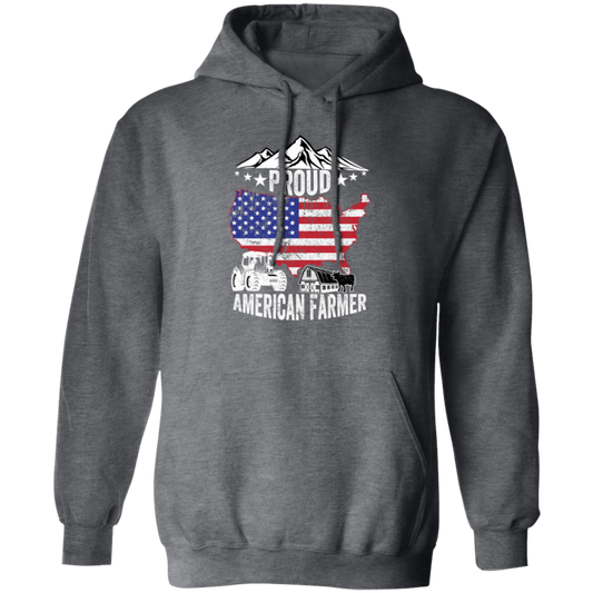 American Flag, Proud American Farmer, Tractor Love Gift, American Farmer Pullover Hoodie