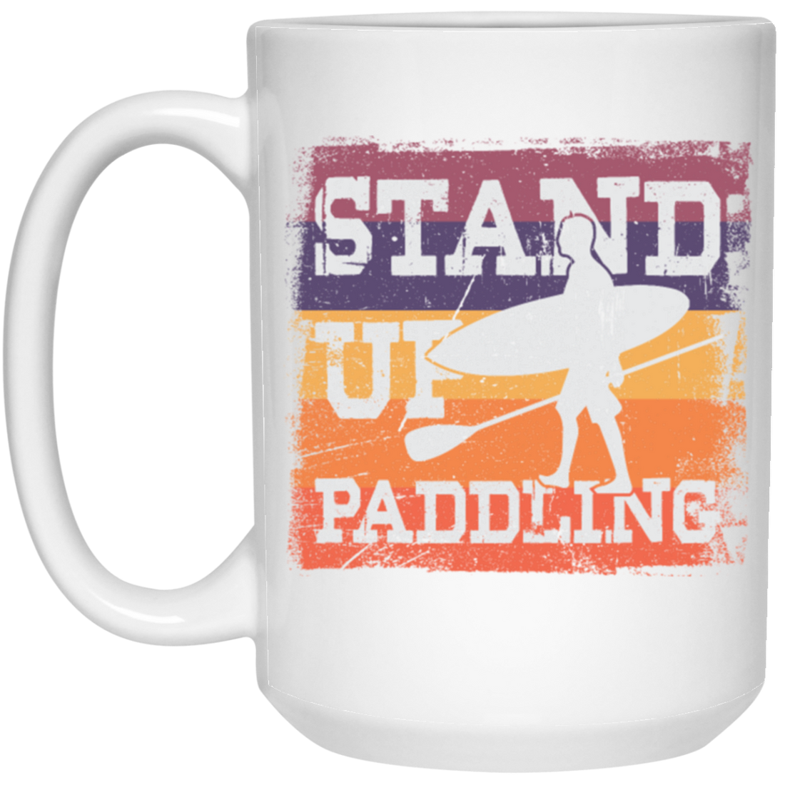 Birthday Gift Stand Up Paddling Surfboard Retro White Mug