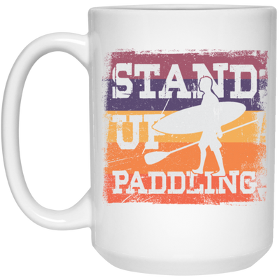 Birthday Gift Stand Up Paddling Surfboard Retro White Mug