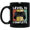 Level 16 Complete, 16th Birthday Gamer Gift, Love Game Gift Black Mug