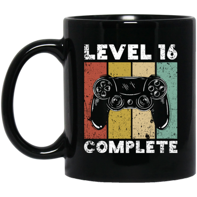 Level 16 Complete, 16th Birthday Gamer Gift, Love Game Gift Black Mug