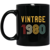 Vintage 1980 Birthday, Retro 1980 Birthday Gift, Born In 1980 Black Mug