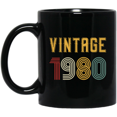 Vintage 1980 Birthday, Retro 1980 Birthday Gift, Born In 1980 Black Mug