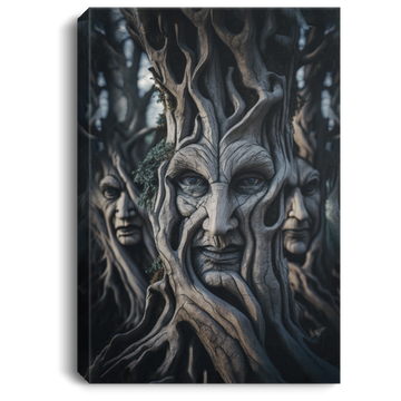 Ent Forest, Multiple Rows Of Trees With Gnarly Faces Canvas