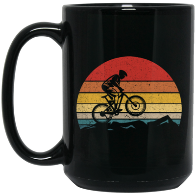 Vintage Biking, Cycling Biker Retro, Riding On Mountain Retro Black Mug