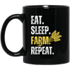 Eat Sleep Farm Repeat, Love Farm, Best Farming Lover, Farmer Gift, Rice Lover Black Mug