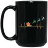 Retro Heartbeat Santa With Deers Black Mug