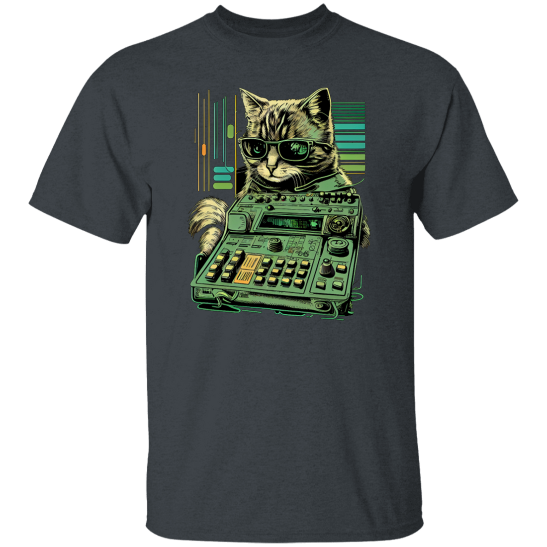 Cat Lover, Cool Cat, Cat Synthesizer, Analogue Synth Vintage Studio Gear Unisex T-Shirt