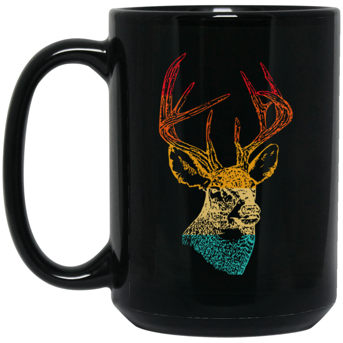 Head Deer Vinatge Head Deer Design For Animal Lover Black Mug