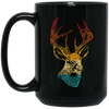 Head Deer Vinatge Head Deer Design For Animal Lover Black Mug