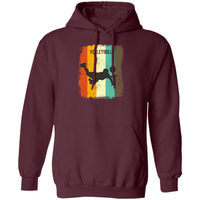 Retro 70s Vintage Volleyball Player Mens Gift Sporty Volleyball Lover Pullover Hoodie