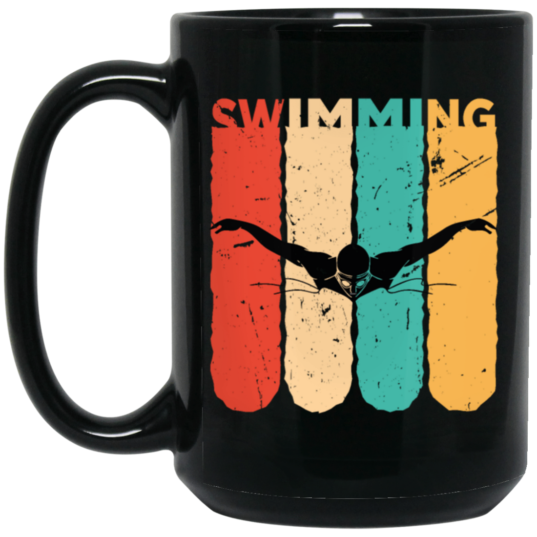 Awesome Retro Style For Swimmer Four Color Vintage Swim The Best Sport Black Mug