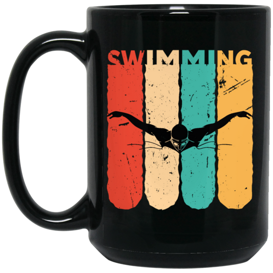 Awesome Retro Style For Swimmer Four Color Vintage Swim The Best Sport Black Mug