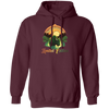 Green Bison With A River, Sunset And Treeline, Love Cow, Cow In Sunset Pullover Hoodie