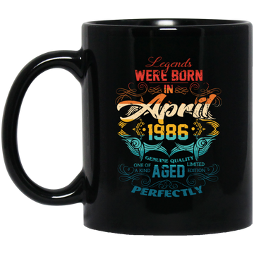 Birthday Vintage Legends Were Born In April 1986 Black Mug