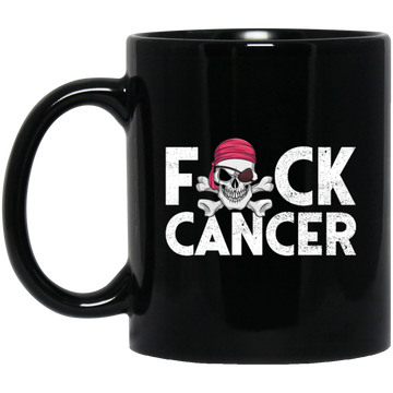 No Cancer, Pirate Cancer Survivor, Fuck Cancer, Healing Cancer Black Mug