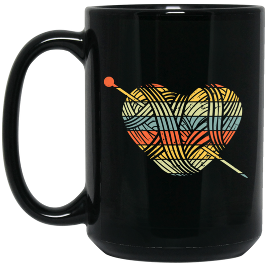 Knit A Heart, Knitting Crochet For My Love, Knitter Lover, Best Knit Ever Black Mug