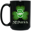 St Patrick Lover, Shamrock Gift, Lucky Leaves, Patrick Man, Patrick Day Black Mug