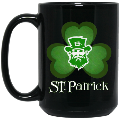 St Patrick Lover, Shamrock Gift, Lucky Leaves, Patrick Man, Patrick Day Black Mug