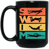 Love To Swim, Retro Swimming, Swimmer Love Gift, Best Swim Lover Black Mug