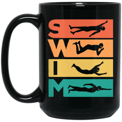 Love To Swim, Retro Swimming, Swimmer Love Gift, Best Swim Lover Black Mug