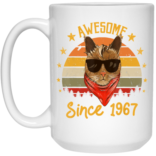 Retro Awesome Cat Since 1967, Vintage Cat 53rd Birthday Gift